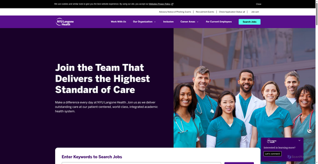 Security scan screenshot of https://jobs.nyulangone.org/