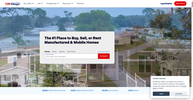 Security scan screenshot of https://www.mhvillage.com