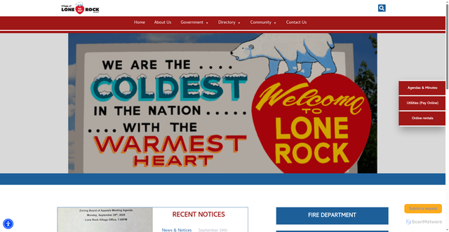 Security scan screenshot of https://villageoflonerock-wi.gov/