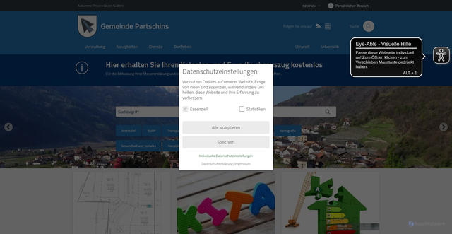 Security scan screenshot of https://www.comune.parcines.bz.it