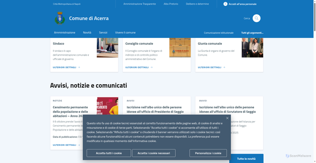 Security scan screenshot of https://www.comune.acerra.na.it/