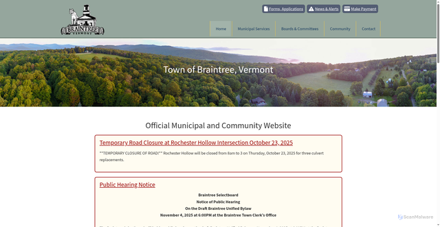 Security scan screenshot of https://www.braintreevt.gov/