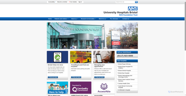 Security scan screenshot of http://www.uhbristol.nhs.uk