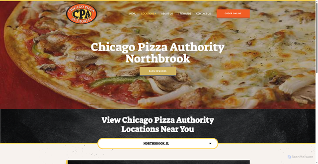 Security scan screenshot of https://www.chicagopizzaauthority.com/location/northbrook/