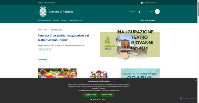 Security scan screenshot of https://www.comune.reggiolo.re.it