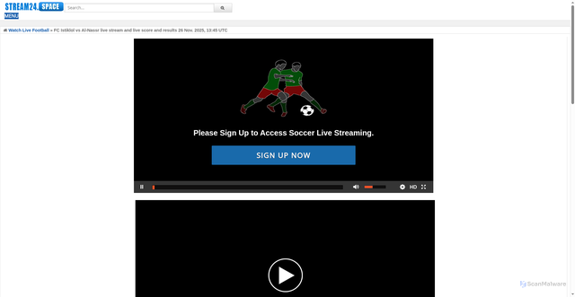 Security scan screenshot of https://intranet.ibyte.com.br/video/scp/video-650933-fc-istiklol-v-al-nassr-liv-v-en-us-5049-1-35n1.html
