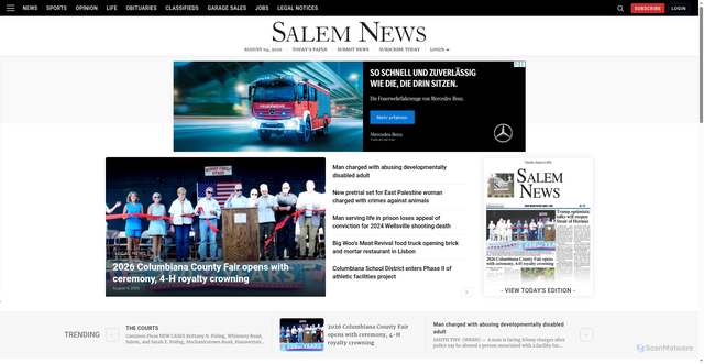 Security scan screenshot of https://www.salemnews.net
