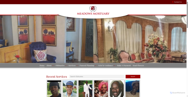Security scan screenshot of https://www.meadowsmortuary.com