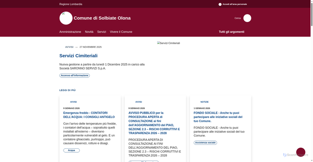 Security scan screenshot of https://www.comune.solbiateolona.va.it/it
