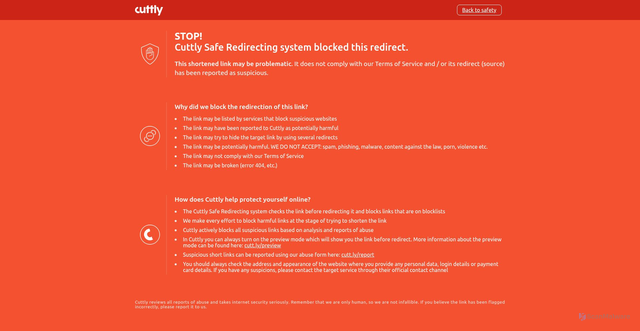 Security scan screenshot of https://cutt.ly/rytrw5RL