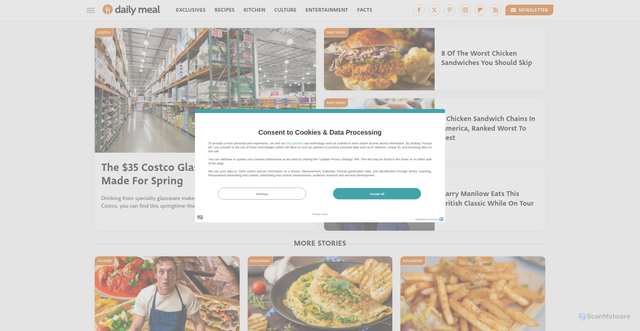 Security scan screenshot of https://www.thedailymeal.com