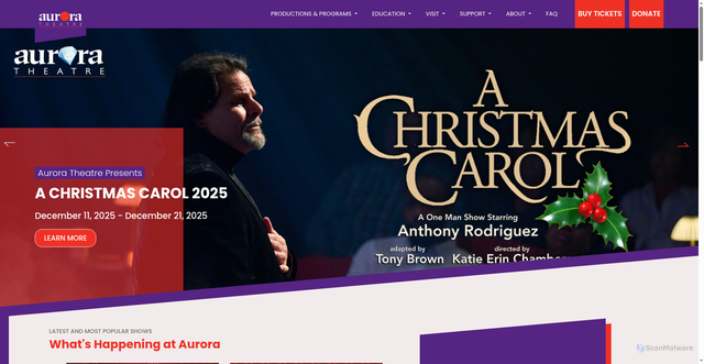 Security scan screenshot of https://auroratheatre.com/