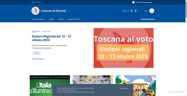 Security scan screenshot of https://www.comune.peccioli.pi.it/