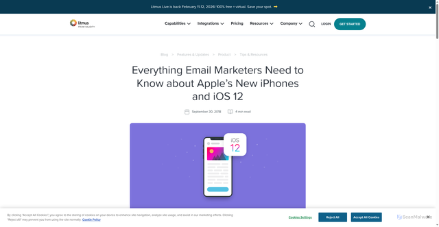 Security scan screenshot of https://www.litmus.com/blog/everything-email-marketers-need-to-know-about-the-new-iphones-and-ios-12