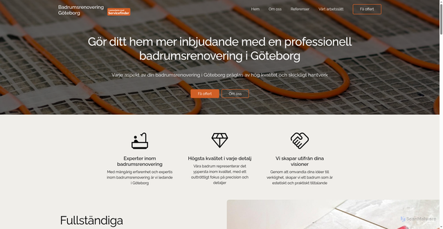 Security scan screenshot of https://goteborgbadrumsrenovering.se