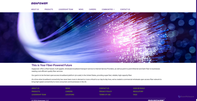 Security scan screenshot of https://www.gigapower.com