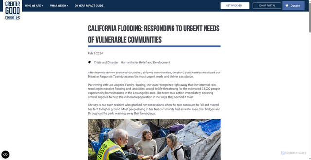 Security scan screenshot of https://greatergood.org/blog/california-flooding-responding-to-urgent-needs-of-vulnerable-communities