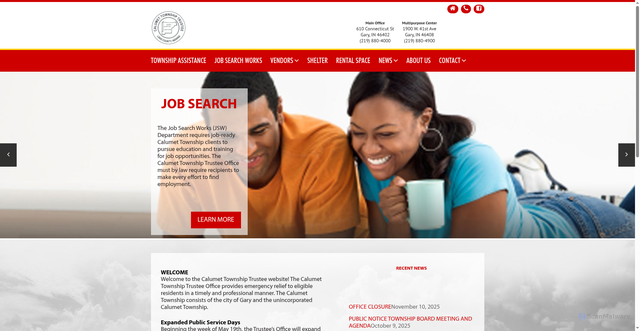 Security scan screenshot of http://www.calumettwp-in.gov/