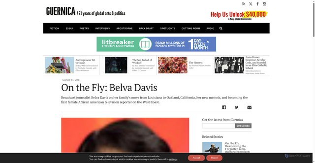 Security scan screenshot of https://www.guernicamag.com/on_the_fly_belva_davis_8_15_11/