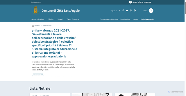 Security scan screenshot of https://www.comune.cittasantangelo.pe.it