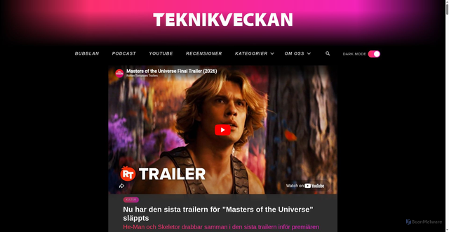 Security scan screenshot of https://teknikveckan.se/nu-har-den-sista-trailern-for-masters-of-the-universe-slappts