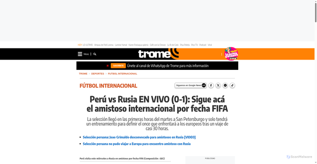 Security scan screenshot of https://trome.com/deportes/futbol-internacional/peru-vs-rusia-en-vivo-horarios-y-canales-para-ver-gratis-amistoso-fifa-2025-america-movistar-deportes-atv-partidos-de-hoy-noticia/