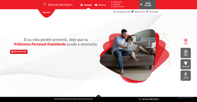 Security scan screenshot of https://davivienda.cr
