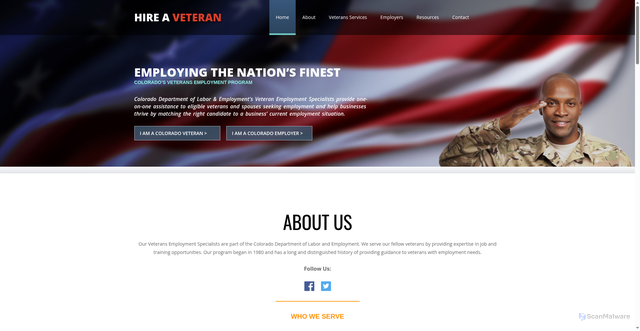 Security scan screenshot of https://hireacoloradovet.gov/