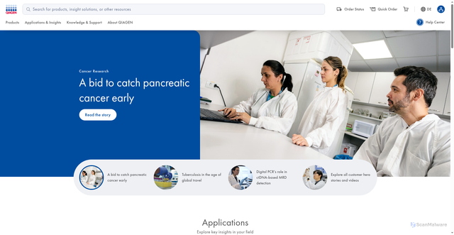 Security scan screenshot of https://qiagen.com
