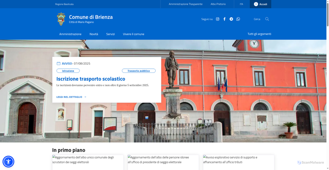 Security scan screenshot of https://www.comune.brienza.pz.it/