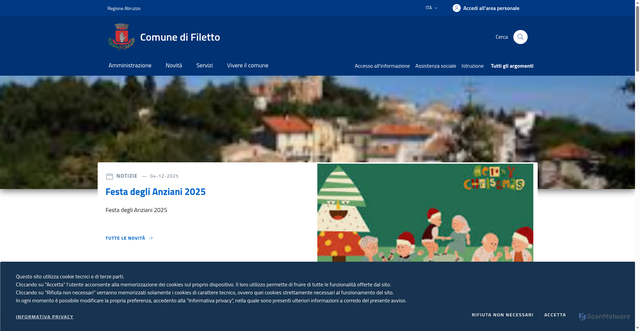 Security scan screenshot of https://www.comune.filetto.ch.it/