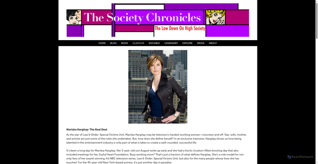 Security scan screenshot of https://societychronicles.com/glamour/mariska-hargitay-the-real-deal