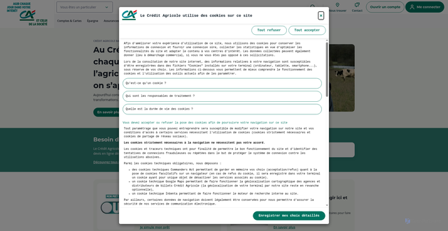 Security scan screenshot of https://www.credit-agricole.fr
