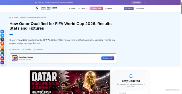 Security scan screenshot of https://www.chaseyoursport.com/football/how-qatar-qualified-for-fifa-world-cup-2026/12304