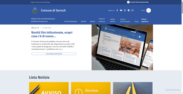 Security scan screenshot of https://www.comune.sarroch.ca.it