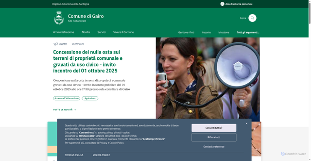 Security scan screenshot of https://comune.gairo.nu.it/