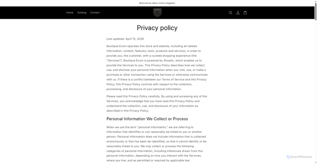 Security scan screenshot of https://ecomsoins.shop/policies/privacy-policy