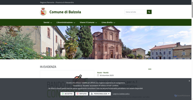 Security scan screenshot of https://comune.balzola.al.it/it-it/home