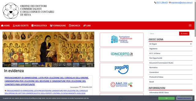 Security scan screenshot of https://www.odcec.siena.it/