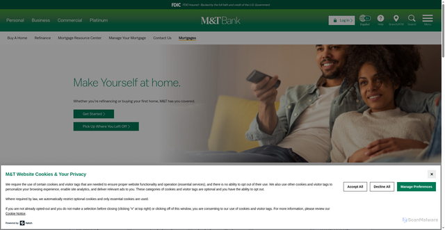 Security scan screenshot of https://www.mtb.com/personal/mortgages-and-loans/mortgages