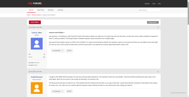 Security scan screenshot of http://forumsforauctions.com/