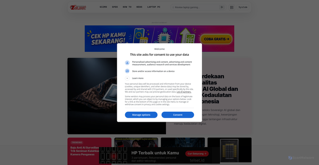 Security scan screenshot of https://telset.id