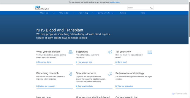 Security scan screenshot of http://www.nhsbt.nhs.uk