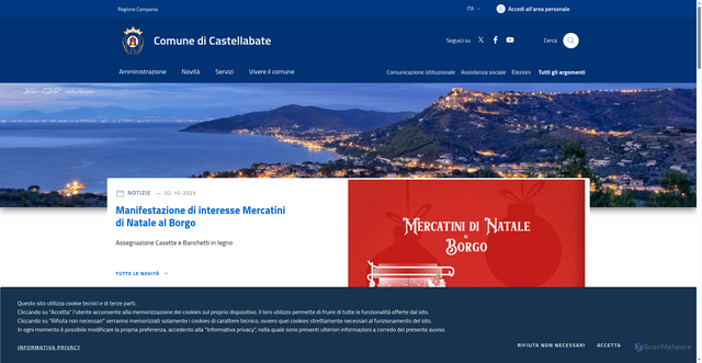 Security scan screenshot of https://www.comune.castellabate.sa.it/