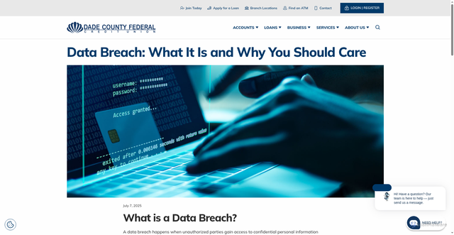 Security scan screenshot of https://www.dcfcu.org/blog/data-breach-what-it-is-and-why-you-should-care/