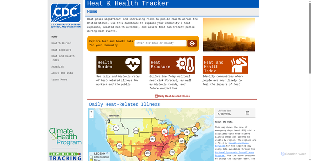 Security scan screenshot of https://ephtracking.cdc.gov/Applications/heatTracker/