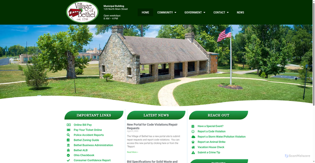 Security scan screenshot of https://bethel-oh.gov/