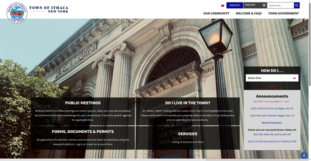 Security scan screenshot of https://townithacany.gov/