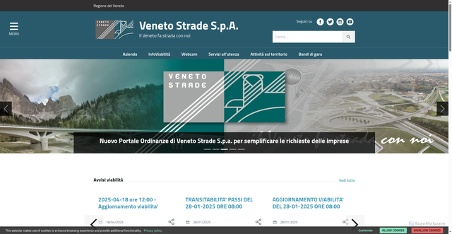 Security scan screenshot of https://www.venetostrade.it/myportal/VSSPA/home