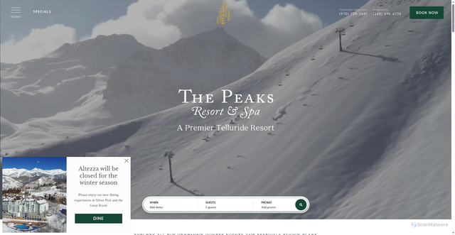 Security scan screenshot of https://www.thepeaksresort.com/